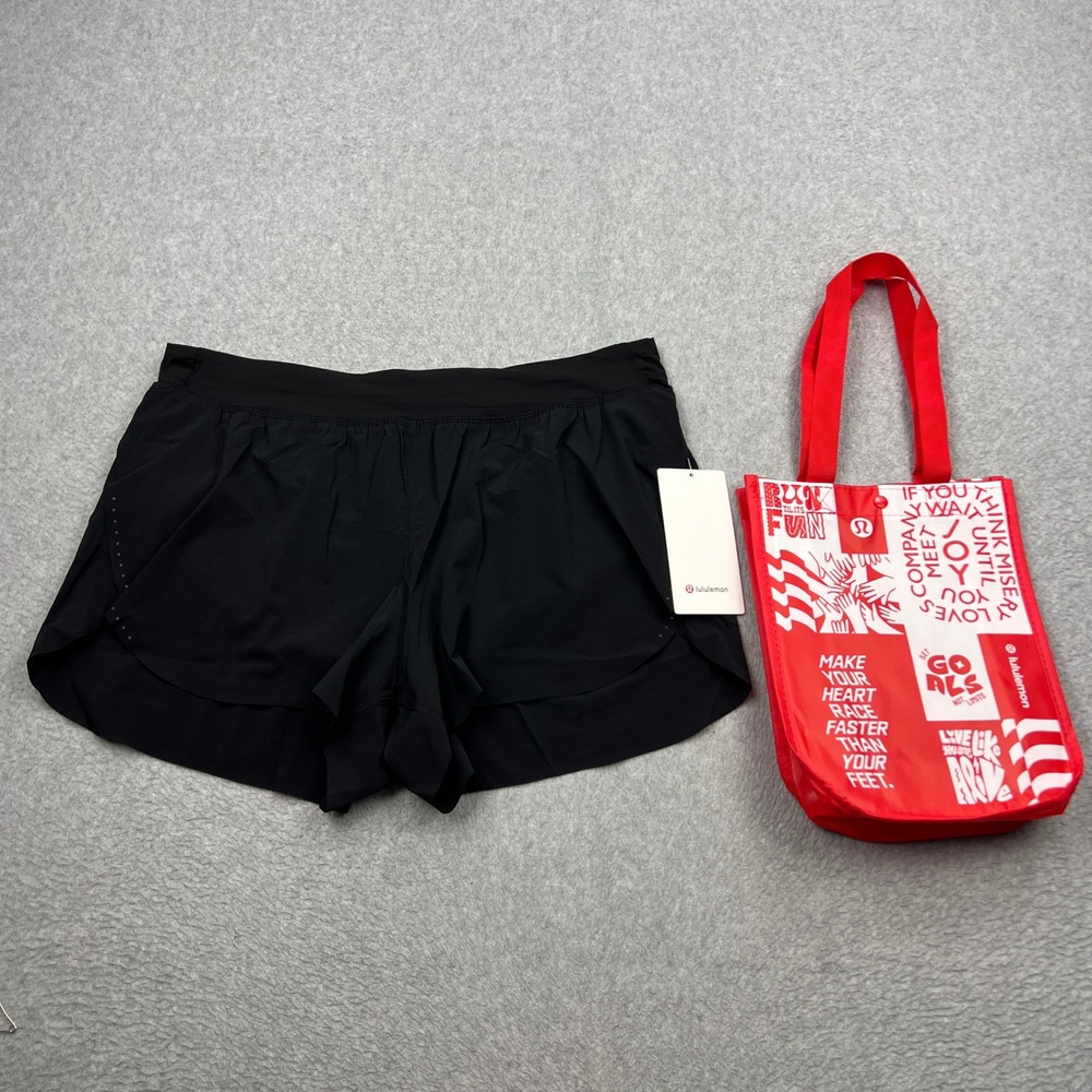 NEW Lululemon Fast Free High-Rise Split Short 3" Womens XL Black Lined W7DDRS
